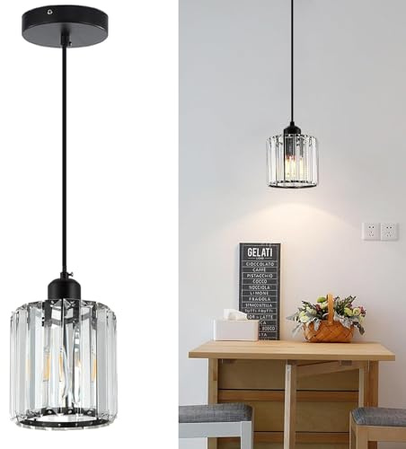 Hängelampe Mit Batterie, Batteriebetriebene Pendelleuchte Mit Fernbedienung, Wiederaufladbare Lichtquelle Keine Hardwiring Installation,Hängeleuchte Ohne Stromanschluss 9 Farben Dimmbar(Black)