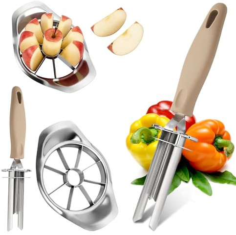 Apple Corer Remover and Slicer Tool, Stainless Steel Adjustable Fruit and Vegetable Multi Functional Core Remover Tool, Efficient Kitchen Tools for Bell Peppers, Apples, Tomatoes?2Pcs?