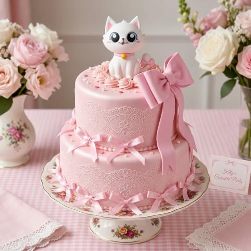 LaVenty Cat Cake Topper Decorations for Cat Themed Birthday Party | Cute Meow Birthday Party Baby Shower Party Decoration