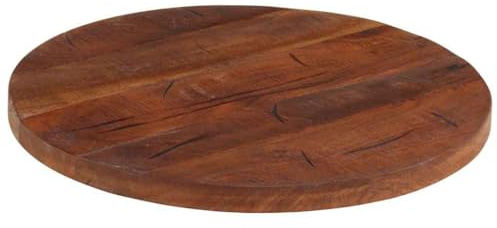 Hoopleep Runde Tischplatte, Altholz Massivholz, Ø 40x3,8 cm, recyceltes Teak, Mango, Kiefer, Buche, vielseitiger Tischplatten-Ersatz für Esszimmer, Büro, rustikales Design