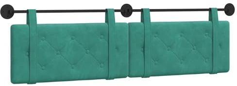 vidaXL Hängendes Kopfteil Türkis Samt, Moderner rechteckiger Wand-Headboard aus Samt, bezogen mit Bändern, Knopfsteppung für entspannende Schlafzimmer-Deko