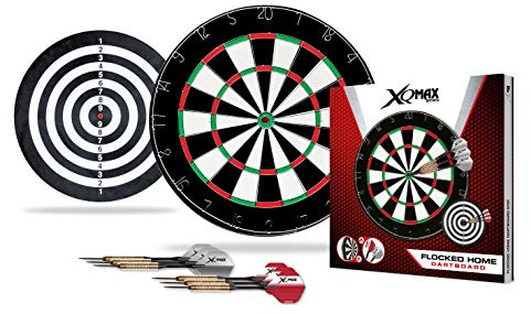 XQmax Dartscheibe, Schwarz, STANDARD EU - Sisal, 6 Dartpfeile, Handbuch, Spielvorschau