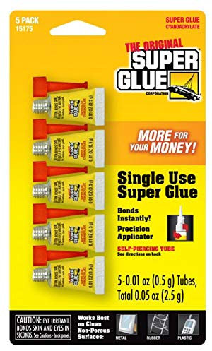 1 Pack of 5 Single Use Super Glue