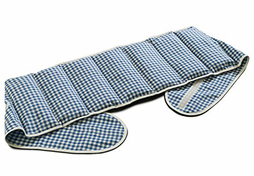 Körnerkissen 7-Kammer mit Gürtel & Klettverschluss - Länge ca. 135cm - blau-weiß - Wärmekissen XXL Körnerkissen - Weizenkornkissen