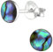 EYS JEWELRY Damen Ohrringe rund Abalone Paua Muschel Natur 925 Sterling Silber 6 mm Ohrstecker Damenohrringe Damenohrstecker