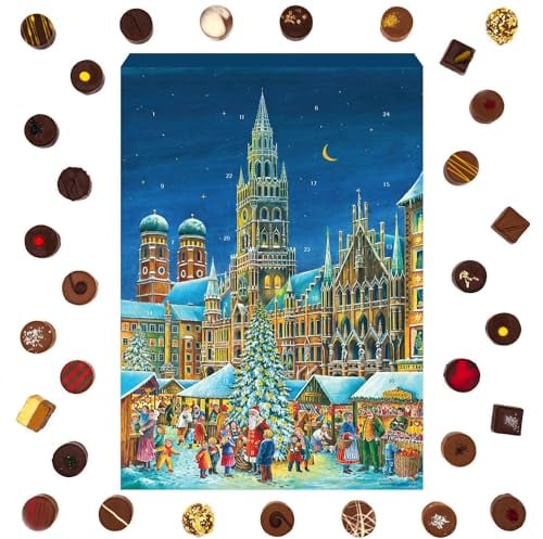 Hallingers München - Adventskalender Pralinen Geschenk handmade ohne Alkohol aus Edelkakao Schokolade (Box) - Geschenk im Sommer & als perfektes Grillgeschenk | Glückwunsch Chanukka Freundschaft Genes