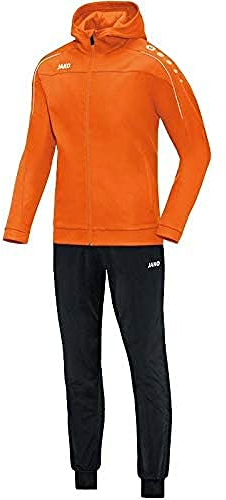 JAKO Trainingsanzug Damen Polyester Classico mit Kapuze Neonorange Gr. 36 - Jogginganzug 2-teilig für Sport und Alltag, Jogginghose & Trainingsjacke