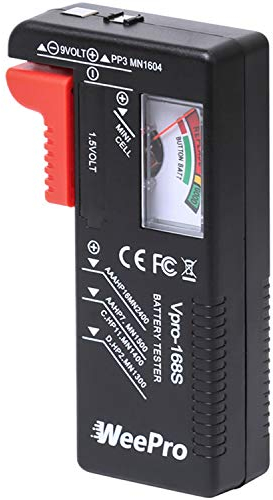 WeePro Batterietester, Universal-Batterieprüfer kleiner Batterietester für AAA AA C D 9V 1,5V Knopfzelle - Batterietester für Haushaltsbatterien