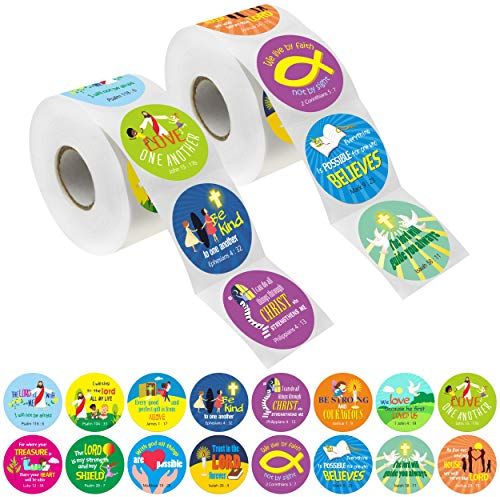 1200 christliche Gebets-Bibelvers-Aufkleber in 16 Designs mit Perforationslinie (jeweils 3,8 cm im Durchmesser)