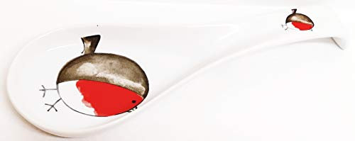 Fat Robin Spoon Rest Red Robin Bird Large 10.5 27 cm Ceramic Spoon Hand Decorated UK
