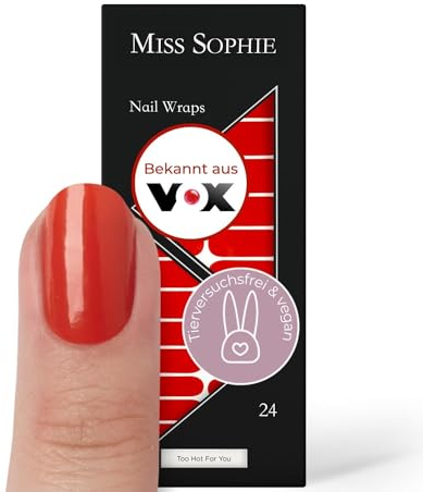 Original Miss Sophie Nagelfolien Too Hot For You I 24 ultra-dünne Nagellack-Streifen einfarbig I Für Finger- & Fußnägel I Hält auf Natur- sowie lackierten, Acryl-, Gel- & Shellac-Nägeln