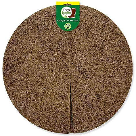 TERRE JARDIN Conjunto de 2 Discos de mantillo de Fibras de Coco Naturales