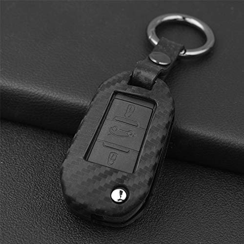 M.JVisun Doux Silicone Caoutchouc Clef Coque Porte-clés pour Citroen C3 Aircross C5 Aircross C-Elysee C4 Cactus Pliez Clé de Voiture - Noir - Rond Porte-clé