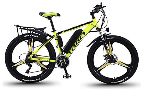 26'' Electric Bikes, Mens Mountain Bike, Magnesium Alloy Ebikes Bicycles, with Removable Large Capacity Rechargeable Battery 36V 240W, for Sports Outdoor Cycling Travel Commuting,Yellow,13AH