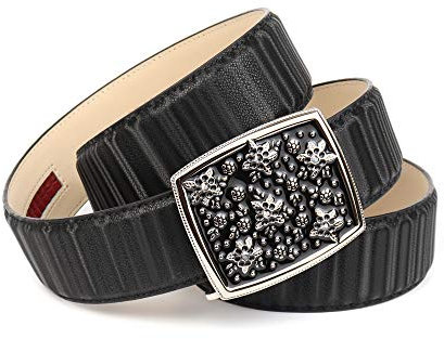 Anthoni Crown Damen Ledergürtel Gürtel, Schwarz, 100