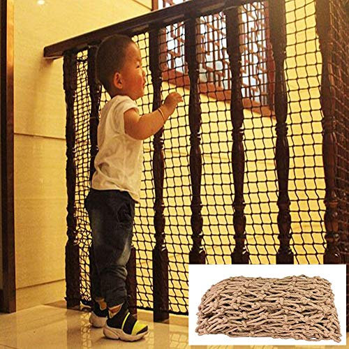 Rete Decorativa Rete anticaduta ， Rete di carico retrò Rete di Sicurezza per Scale Rete di Protezione Balcone, Personalizzabile (Color : BEIGE-15CM, Size : 3X3M)