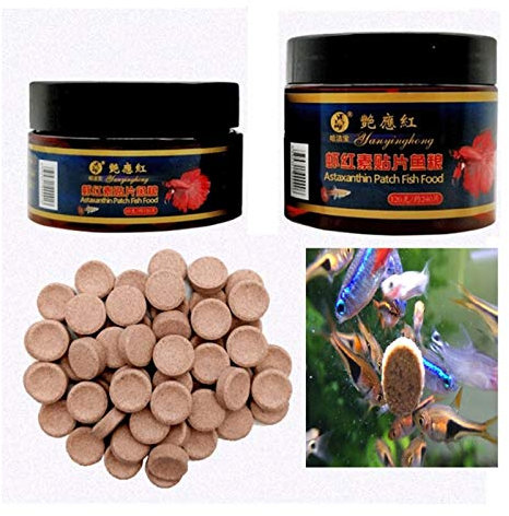 Demoyu Fish Food Tablet Astacin Shrimp Aquarium Feeding Fish Tank Tropical Catfish Pill Fish Forage 60g/120g (Color : Red, Size : 60g)