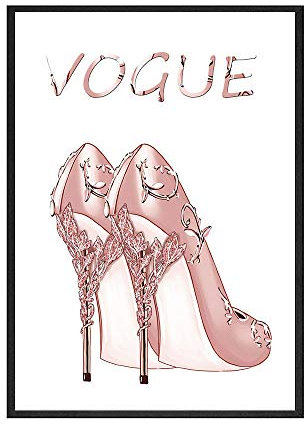 Ling88 Posters,Affiche Scandinave Mode Rose Chaussures Art Print, Style Nordique Mur Art Photo Décoration De La Maison, Affiches Rose Esthétique, Affiches pour Les Murs De La Chambre Filles_70X50Cm