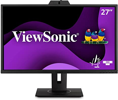 ViewSonic VG2740V Moniteur Full Ergonomique Visioconférence IPS 27' Full HD, Webcam , 5ms, VGA, HDMI, DisplayPort,USB Haut-Parleurs, Noir