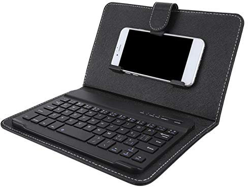 Custodia universale per tastiera per cellulare, tastiera protettiva in pelle Bluetooth senza fili spagnolo e inglese, tastiera Bluetooth ultra sottile per telefono cellulare da 4,5-6,8 pollici