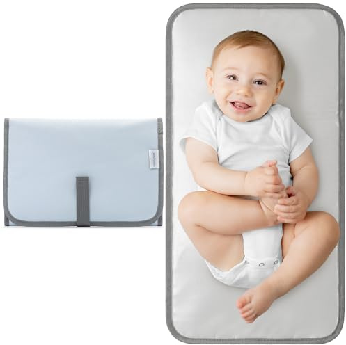 Comfy Cubs Baby Changing Mat Compact - Waterproof Nappy Change Mat with Soft Cushioning - Foldable, Travel-Friendly Design - Stylish Neutral Colours for Boys and Girls - Sea Blue