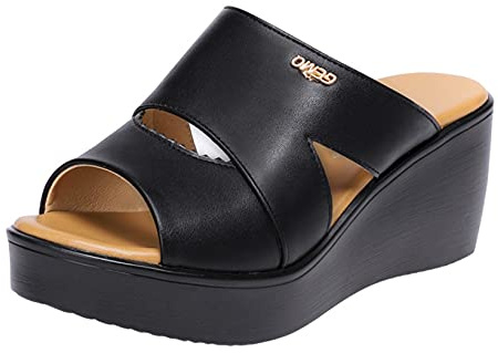 Femmes Pantoufles compensées Couleur Unie Peep-Toe sans Lacet élégant Sandales Mules résistantes à l'usure Chaussures à Plate-Forme Simples
