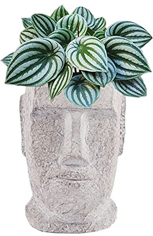 LONG-L Osterinsel Statue Skulptur Harz Flower Planter - Kopf Pflanzer Blumentopf Figur Ornament Container Dekorative Pflanzen Blumenvase Pflanztopf,No Hole