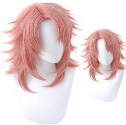 Liamiona Cosplay Perücke Kurzes Rosa Hitzebeständiges Haar Halloween Party Kostüme Perücke + Kostenlose Perückenkappe