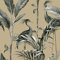 Belgravia Decor Wallpaper 9505 Azzurra Leaf Charcoal/Gold Birds Palm Leaves