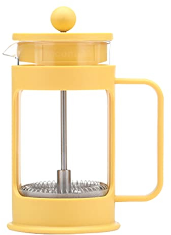 French Press Coffee Maker, Heat Resistant Borosilicate Glass Carafe Cafetiere Tea Maker, 304 Stainless Steel Coffee Press With 3 Filters, Coffee Pot And Teapot For Camping Travel ( Color : Yellow )