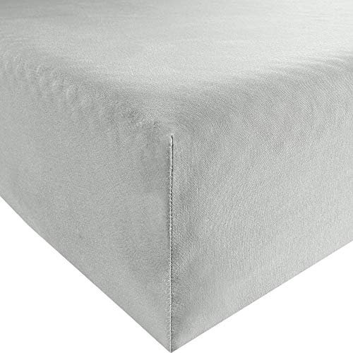 REDBEST Spannbettlaken Denver Elasthan-Jersey-Stretch Silber Größe 140x200 cm - 160x200 cm - besonders weich und anschmiegsam, bügelfrei, mit Rundumgummi