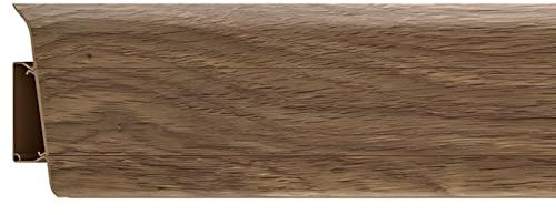 Decoration - Battiscopa Royal in PVC Colore Rovere, (Asta Misure 250x7,6x2,3 cm) Passacavo con Canalina Removibile - Zoccolo Facile da Installare su Muro e Pareti, Bordo Forte e Resistente all'Umidità