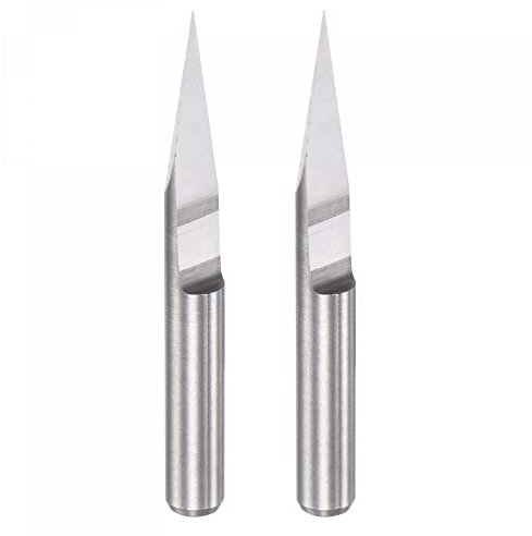 sourcing map Wood Engraving Router Bit, 1/8 3.175mm Shank 0.1mm Tip 20 Degree Solid Carbide CNC 3D Milling Cutter, for Carving Acrylic PVC MDF Plastic, 2pcs