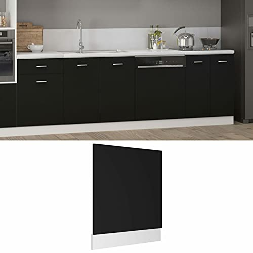 MOONAIRY Panneau Avant de Lave-Vaisselle Accessoire de Lave-Vaisselle Cuisine Panneau de Lave-Vaisselle Noir 59,5x3x67 cm Aggloméré