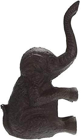 SUMTree Cast Iron Door Stop, Decorative Retro Black Elephant Door Stopper, Vintage Metal Door Stop Wedge Cute Animal Statue Style for Home Bathroom Living Room Office Farmhouse, Elephant