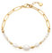 Leonardo Jewels Inka Armband aus Edelstahl, goldfarbenes Gliederarmband mit weißen Süßwassezucht-und Edelstahl-Perlen, Damen Modeschmuck, 022063