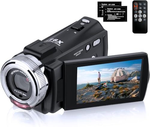 DEGIPO Videocamera digitale Registratore Full HD 1080P 30FPS 30MP IR Visione Notturna Camera Vlogging per YouTube Bambini Schermo LCD da 3 pollici Zoom 16X Camcorder Controllo della fotocamera con 2