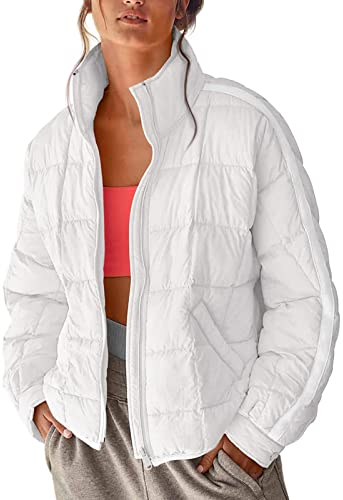 HUANLE Leichte, übergroße, wasserverpackbare Jacke mit Langen Ärmeln und Reißverschluss, Warmer kurzer Wintermantel Pärchen Handschuhe