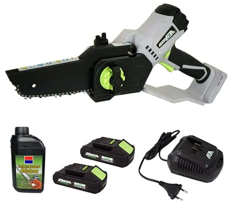 Mini motosega a Batteria 20V Akita + 2 Batteria + Caricabatterie + olio