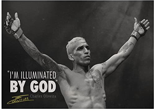 Charles Oliveira 'Do Bronx' Zitat | Fotodruck-Poster | vorsigniert | Pro Glanzpapier | Größe: A2 (42 x 59,4 cm) | Gott