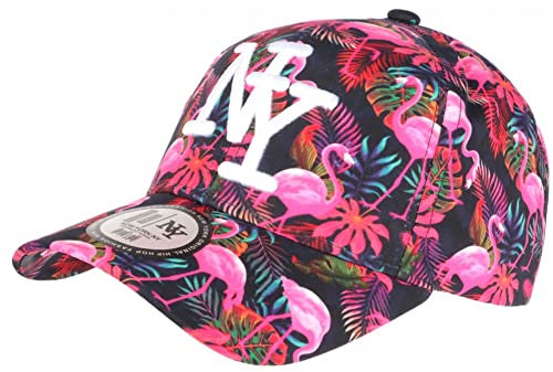 Hip Hop Honour Casquette Flamants Roses Originale Print NY Baseball Flamingo - Taille Unique - Rose