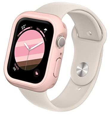 RhinoShield Bumper Case kompatibel mit Apple Watch Serie 9/8 / 7 [45mm] | CrashGuard NX - Stoßdämpfende Schutzhülle im schlanken Design, rutschfest - Samtrosa