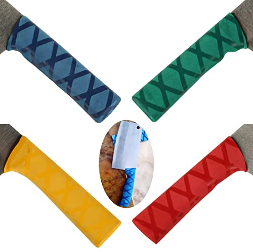 TorSor 4 Pack Chef Knife Handle Cover Protector Heat Shrink Non Slip Grip Wrap Sleeve for Nakiri Knife Japanese Kitchen Knives Butcher Knife Meat Cleaver Knife Kitchen Knife Wood Handle Grips