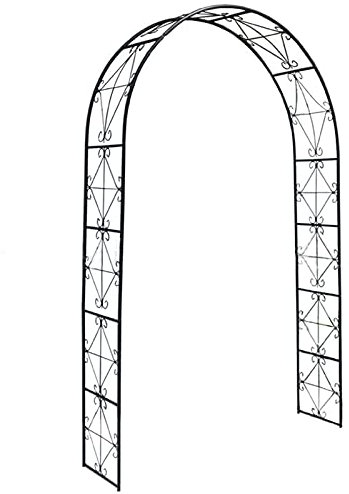 Metall-Gartenbögen 140 x 220 x 36 cm, wetterfester Rosenbogen, Gartenlaube, Pergola, mit anmutiger Kurve für Kletterpflanzen, Rosenranken, Hochzeitsbogen, Spalier, schwarz/