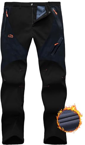 HFDWYJ Thermohose Herren Winter Softshellhose Fleece Gefütterte Outdoor Hosen Für Herren Wanderhose wasserdichte Hose Skihose Herren Wetterfeste Snowboard Hose Winterhose Rei ßverschlusstasche