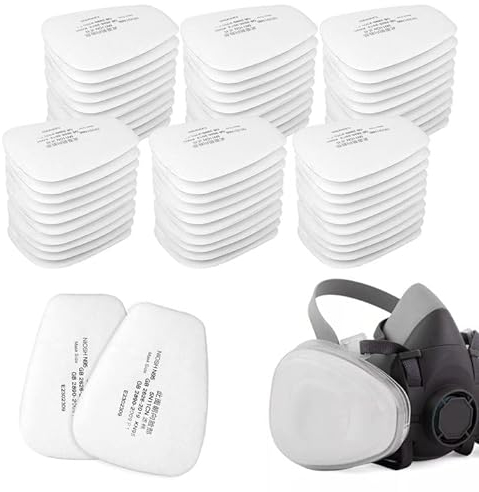 MIYUANGKJ 60 Stück Partikel Einlegefilter 3M, 5N11CN Einlegefilter Partikel Baumwollfilter Filters Atemschutzmaske Staub Lackierer für 7501, 6200, 7502, 6800