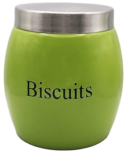 Nobel Biscuits, Cookies Canisters, Storage Barrel Style,Stainless Steel Lid, Rust Resistant,Powder Coated Ideal for Kitchen Storage (Lime)
