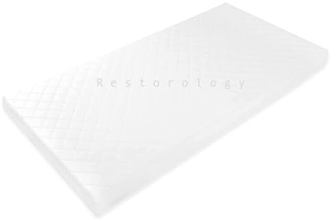 Restorology Baby-Matratzen, atmungsaktiv, extra dick, superweich, antiallergen, wasserdicht, mit abnehmbarem, waschbarem Bezug, hergestellt in Großbritannien, 80 x 50 x 5 cm