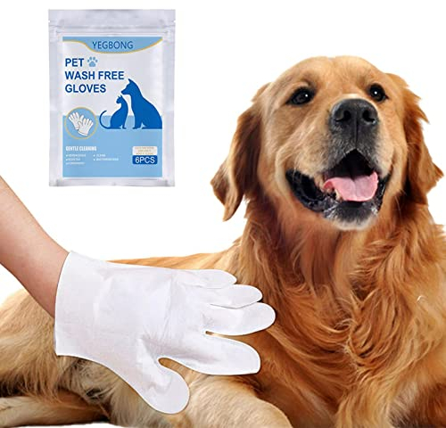 MOVKZACV 6 pièces Lingettes antiseptiques en Forme de Gant de toilettage pour Chats et Chiens, Mitaine de Bain pour Animaux de Compagnie, Lingettes pour Le toilettage des Animaux de Compagnie(Blanc)