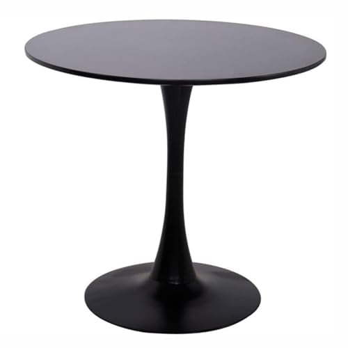 HFFAIWM Modern Runden Weißer Top-Tisch Einfach Freizeit Esstisch Nordisch Kaffetisch Milchtee Verhandeln Tisch Tulpe Balkon Kleiner Runder Und Stühle(Size:80cm,Color:Schwarz)